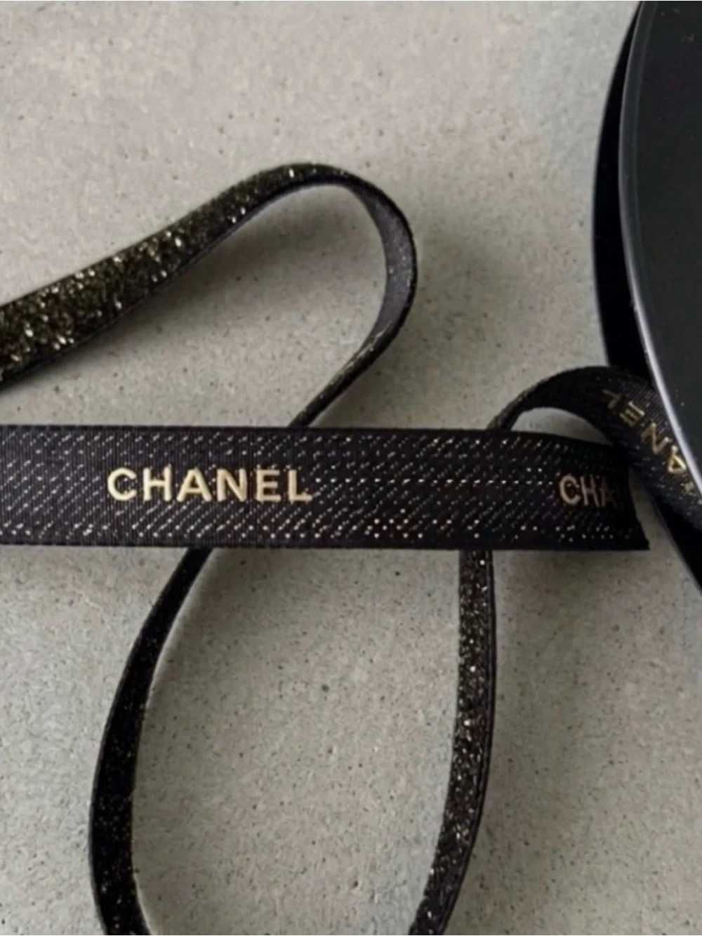Authentic CHANEL Black Gold Logo Ribbon Full Roll 25m Rare Holiday 2019